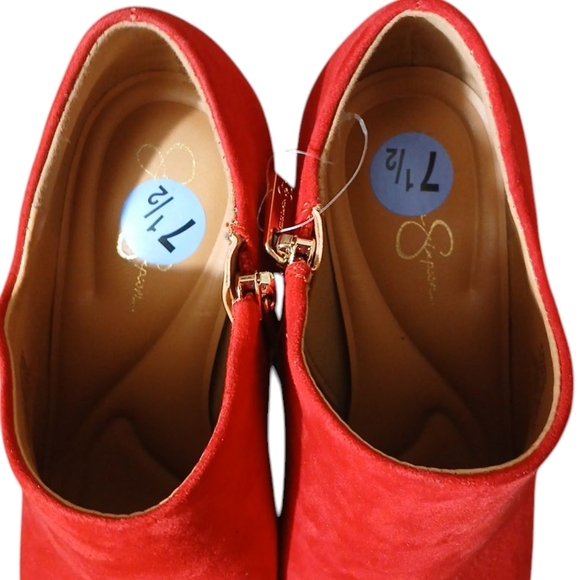 Jessica Simpson Averna Red Suede Ankle Boots Stiletto Heeled Booties size 7.5 - Picture 4 of 13